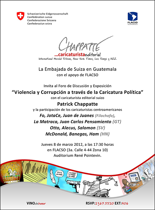  Deuxième jour d’atelier, dessinateurs à la pause. De gauche à droite, debout: McDonald, La Matraca, Otto, Filochofo, JotaCe. Assis: Alecus et Salomón – Guatemala Ciudad, 7 mars 2012 